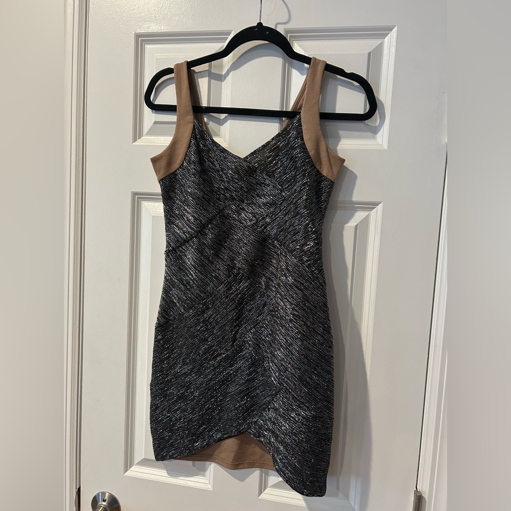 Elegant Silver and Tan Women's Dress
